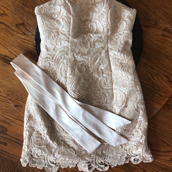 Dresses & Skirts - Champagne Lace Rehearsal Dinner Dress